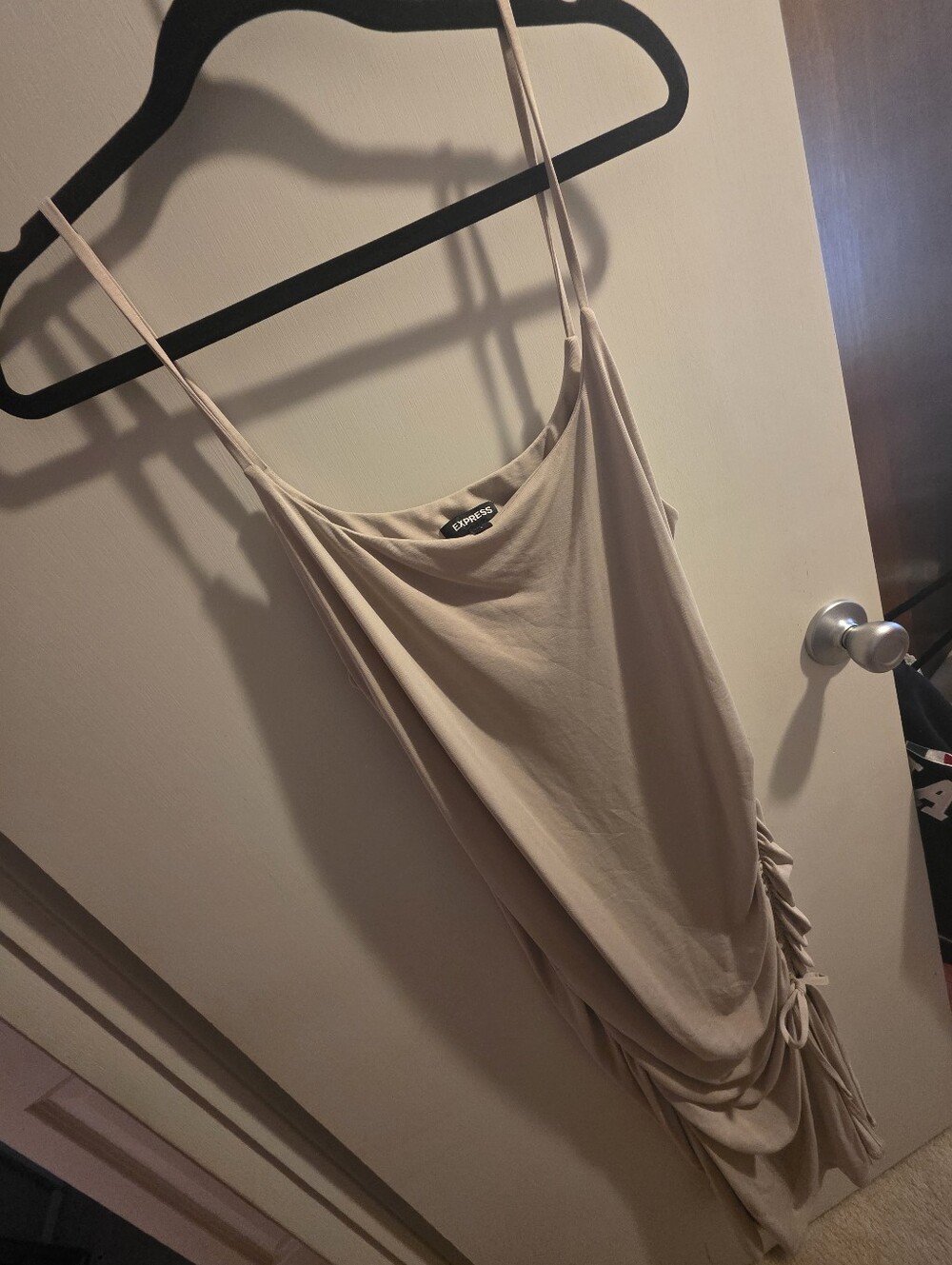 Express Beige Ruched Side Slip Cami Dress